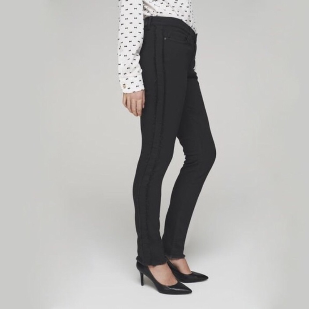Karl lagerfield black frayed straight ankle jeans